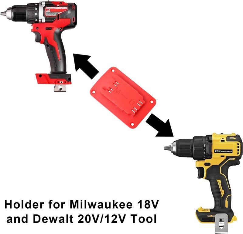 KETTKEL 12packs Tool Holder For Milwaukee M18 & Dewalt 20v,Wall Mount Drill Holder with 48 Screws (red) - Image 3